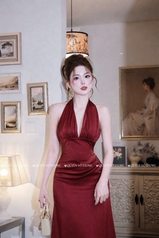 Đầm lụa cổ yếm - Đỏ