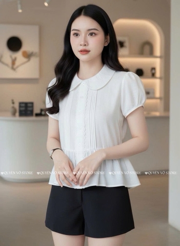 Áo sơ mi babydoll mềm - Trắng 1395