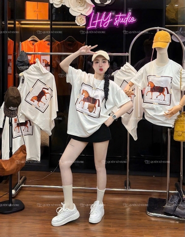 Áo thun ngựa ô vuông - Form rộng dưới 65kg