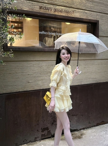 Set tơ Babydoll vàng chanh