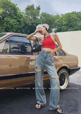 QJ 6526 Quần jean suông