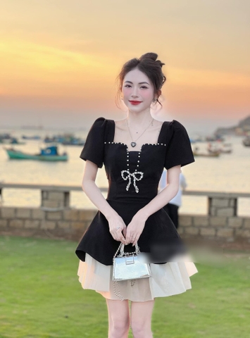 Đầm xoè nơ đá hot