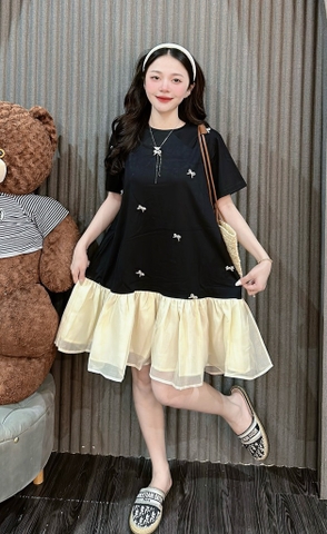 Đầm Babydoll đính nơ đá