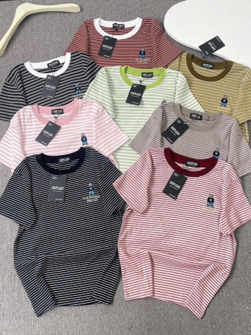 Áo thun sọc thêu gấu - Form vừa