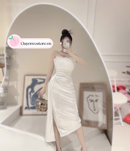 Đầm body lụa bèo 1 bên