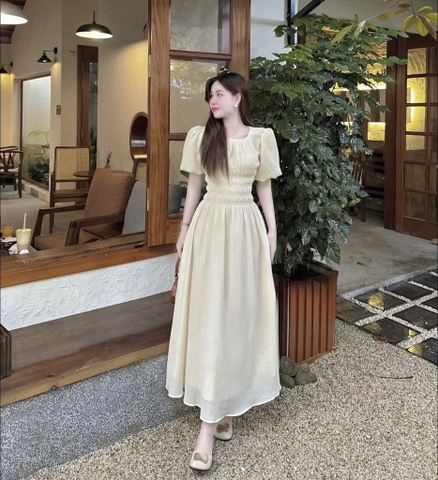 Đầm maxi kem gân moking eo - S eo 64