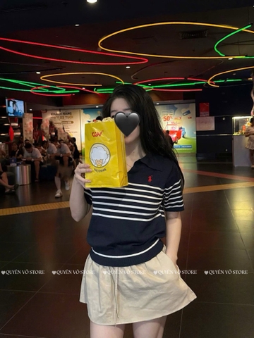 Áo MTG cổ V kẻ ngựa