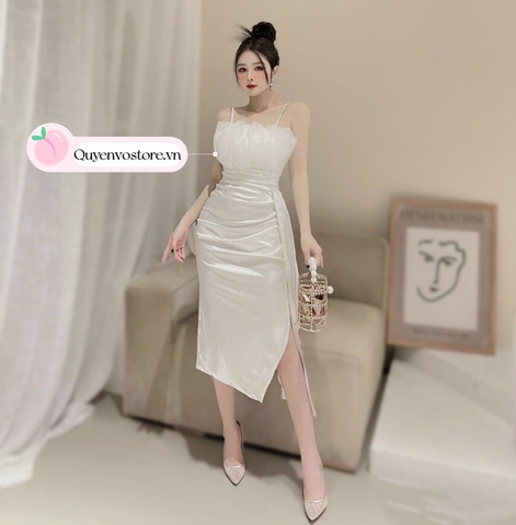 Đầm body lụa bèo 1 bên