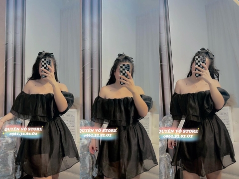 Đầm bẹc vai - Đen - Bigsize 55-65kg