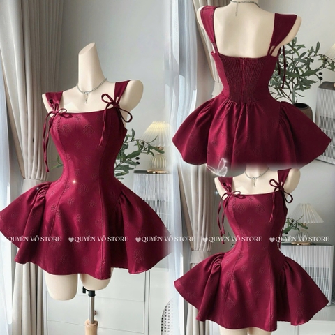 Đầm 2 dây bản cột nơ