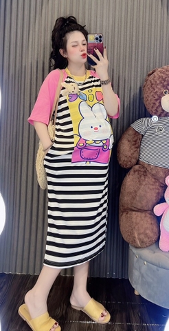 Đầm thỏ sọc trắng đen