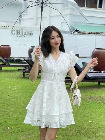 Đầm trắng hoa nổi tay tiên - S