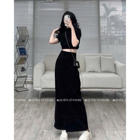 Chân váy cotton dáng dài chữ A