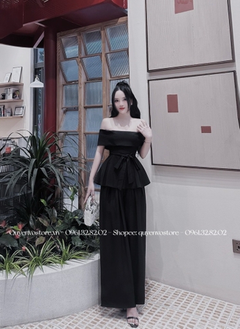 Set thiết kế quần suông áo trễ vai