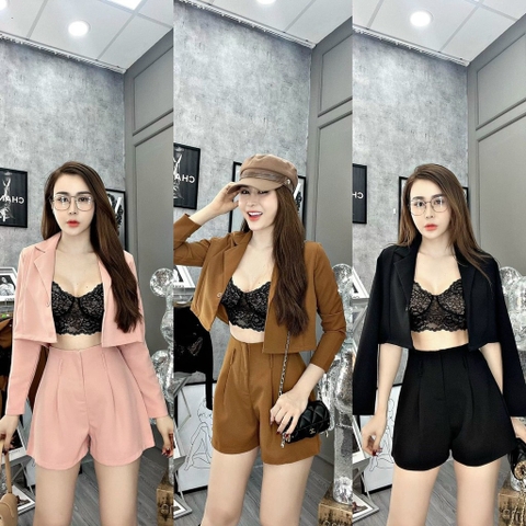 Set vest kèm bra ngắn