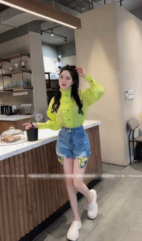 QJ 790 Quần jean short túi vàng - S - L