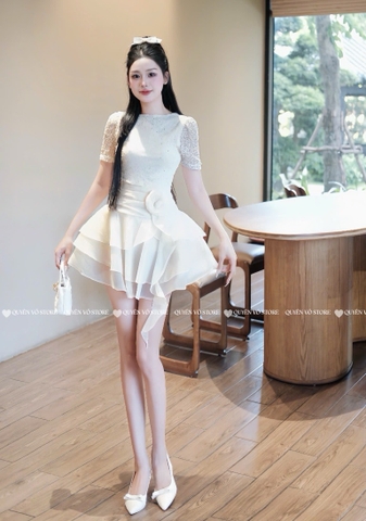 Đầm tua cổ tròn bling