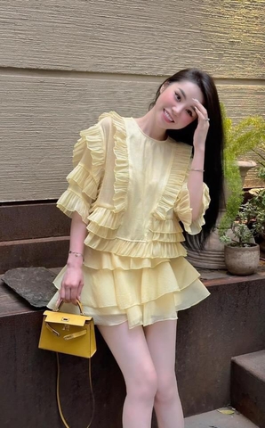 Set tơ Babydoll vàng chanh