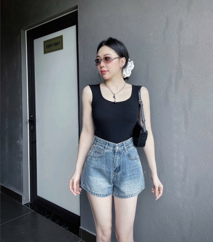 Quần jean đùi trơn - 2233 Nhạt
