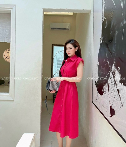 Đầm kate kèm belt cánh dơi - M
