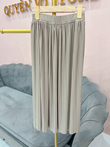 Chân váy midi dập li - lưng chun co giãn
