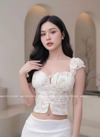 Áo ôm croptop xẻ trơn - HOA