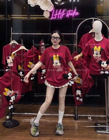Áo thun Mickey kèm túi - Form rộng dưới 65kg