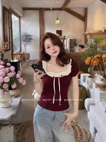 Áo thun cổ u viền bèo trơn