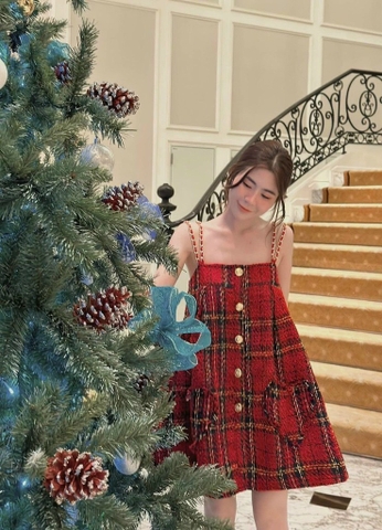 Đầm 2 dây Babydoll đỏ caro