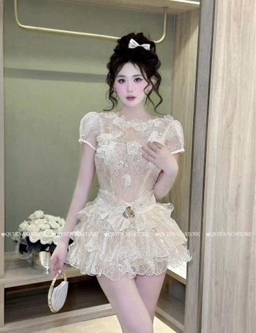 Đầm ren tiểu thư - Kem