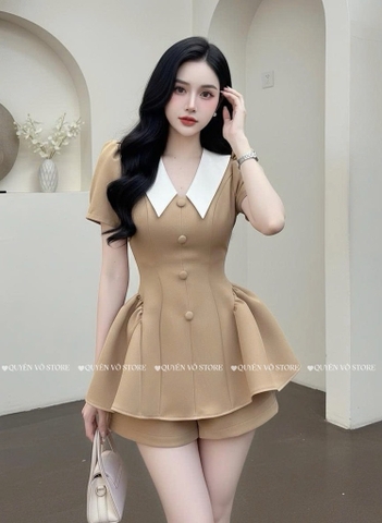 Set bộ cổ viền trắng - Nude L