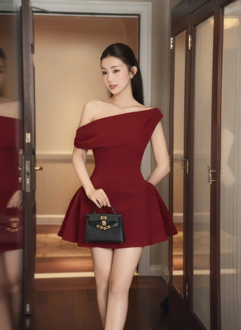 Đầm trễ vai ngắn