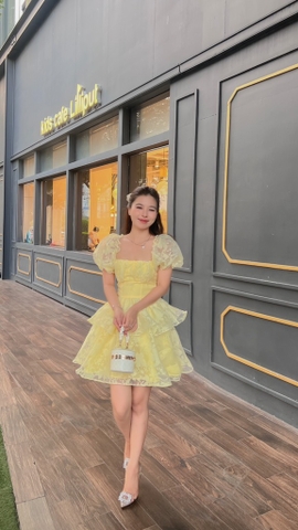Đầm ren hoa cột lưng - S