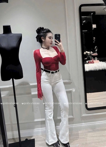 QJ 02 Quần jean loe trắng