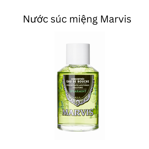 Nước súc miệng Marvis Strong Mint 120ml (màu trắng họa tiết xanh)