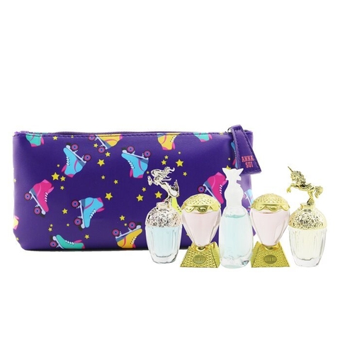 SET Anna Sui (Fantasia EDT 5ml + Mermaid EDT 5ml + Secret Wish EDT 5ml + Sky EDT 2x5ml + Cosmenc Pouch)