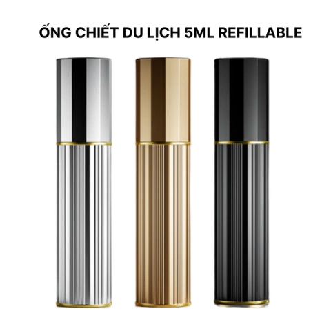 Ống chiết du lịch 5ml vỏ nhôm Refillable [màu bạc]