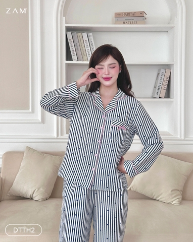 MÃ DTTH - BỘ DÀI TAY THÔ COTTON HÀN KẺ TIM