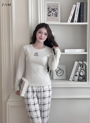 MÃ DTTL16 - BỘ DÀI TAY COTTON & TẰM LẠNH TARTAN XÁM