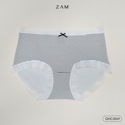 MÃ QHC3069 - QUẦN LÓT COTTON KẺ SỌC PHỐI VIỀN REN