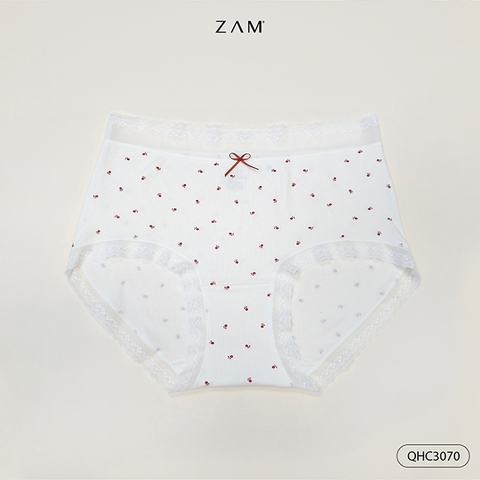 MÃ QHC3070 - QUẦN LÓT COTTON TĂM TRẮNG HOẠ TIẾT