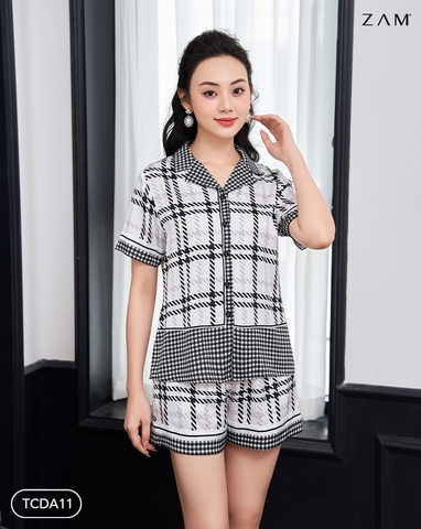 MÃ TCDA11 - BỘ NGẮN TAY QUẦN ĐÙI TARTAN ĐEN