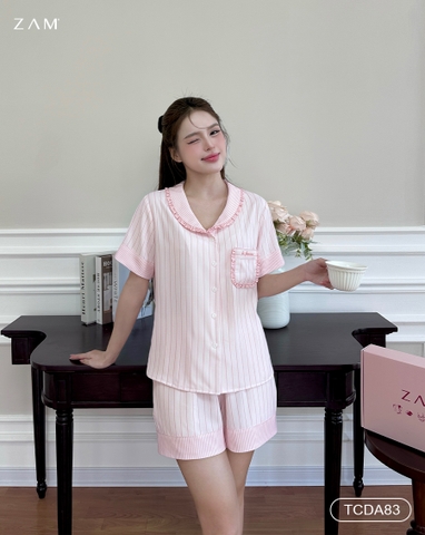 MÃ TCDA83 - BỘ NGẮN TAY QUẦN ĐÙI TẰM KẺ HỒNG