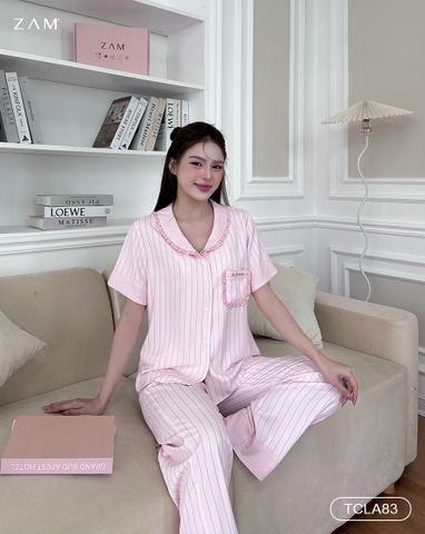 MÃ TCLA83 - BỘ NGẮN TAY QUẦN DÀI TẰM KẺ HỒNG