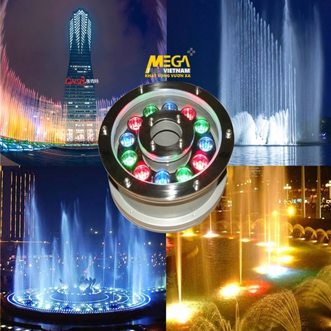 Đèn âm nước đổi màu IP68 cao cấp 3W-36W cho đài phun nước