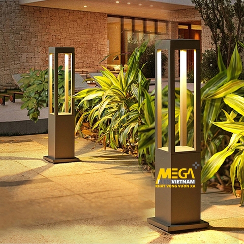 Đèn LED 4 cạnh cột nhôm đúc vuông sân vườn biệt thự cao cấp