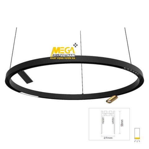 Thanh ray nam châm tròn treo thả cao cấp D1800mm