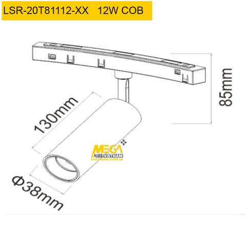 Đèn rọi ray nam châm tròn 12W LSR-20T81112-XX cao cấp