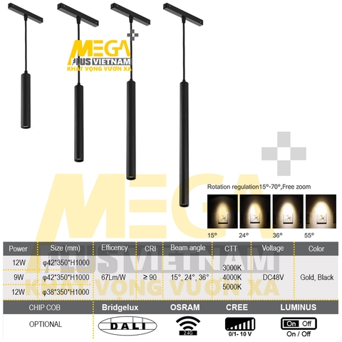 Đèn LED thả treo dài ray nam châm cao cấp LSR-MA-20HP16101