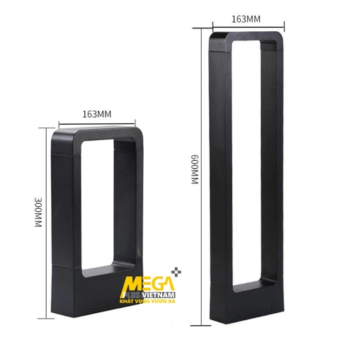 Đèn LED 2 cạnh cột nhôm đúc vuông sân vườn biệt thự, Villa cao cấp